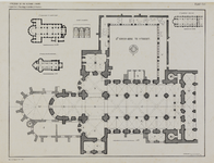 214549 Plattegrond van de St. Mariakerk te Utrecht, met weergave van zuilen en gewelven; met kleine plattegronden van ...
